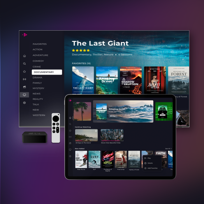 Stream your favorite TV shows and movies seamlessly on any device with Opus IPTV Player